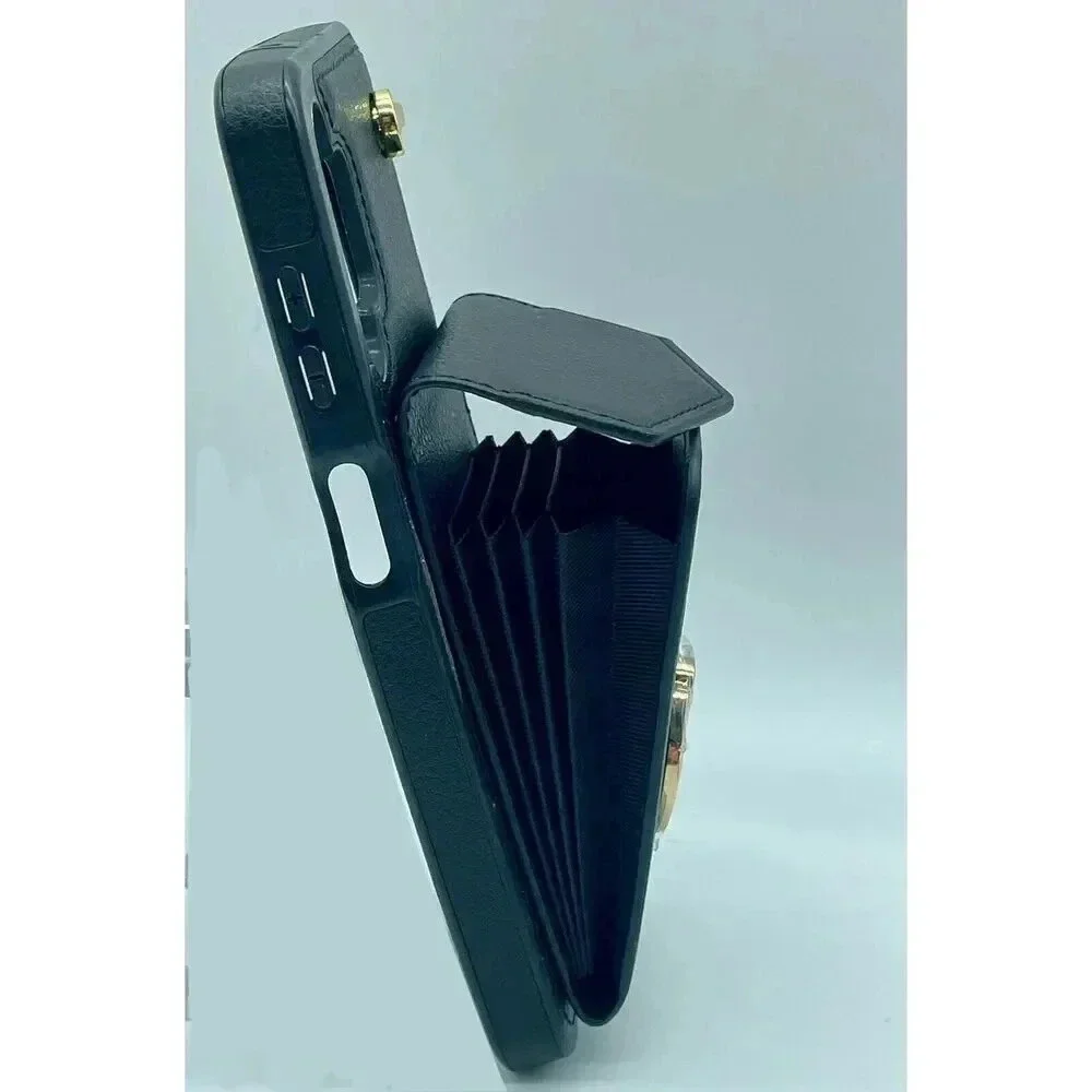 Leather Wallet Case Galaxy A13 5G 360° Ring‎ Kickstand With Strap RFID Black